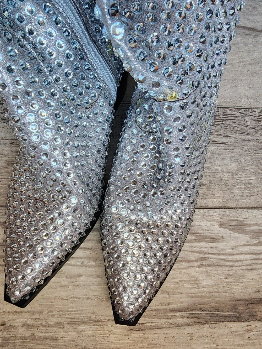 Betsey Johnson Randy Western Boot Sparkling Silver Rhinestone Western Boots 8.5 - Picture 5 of 8
